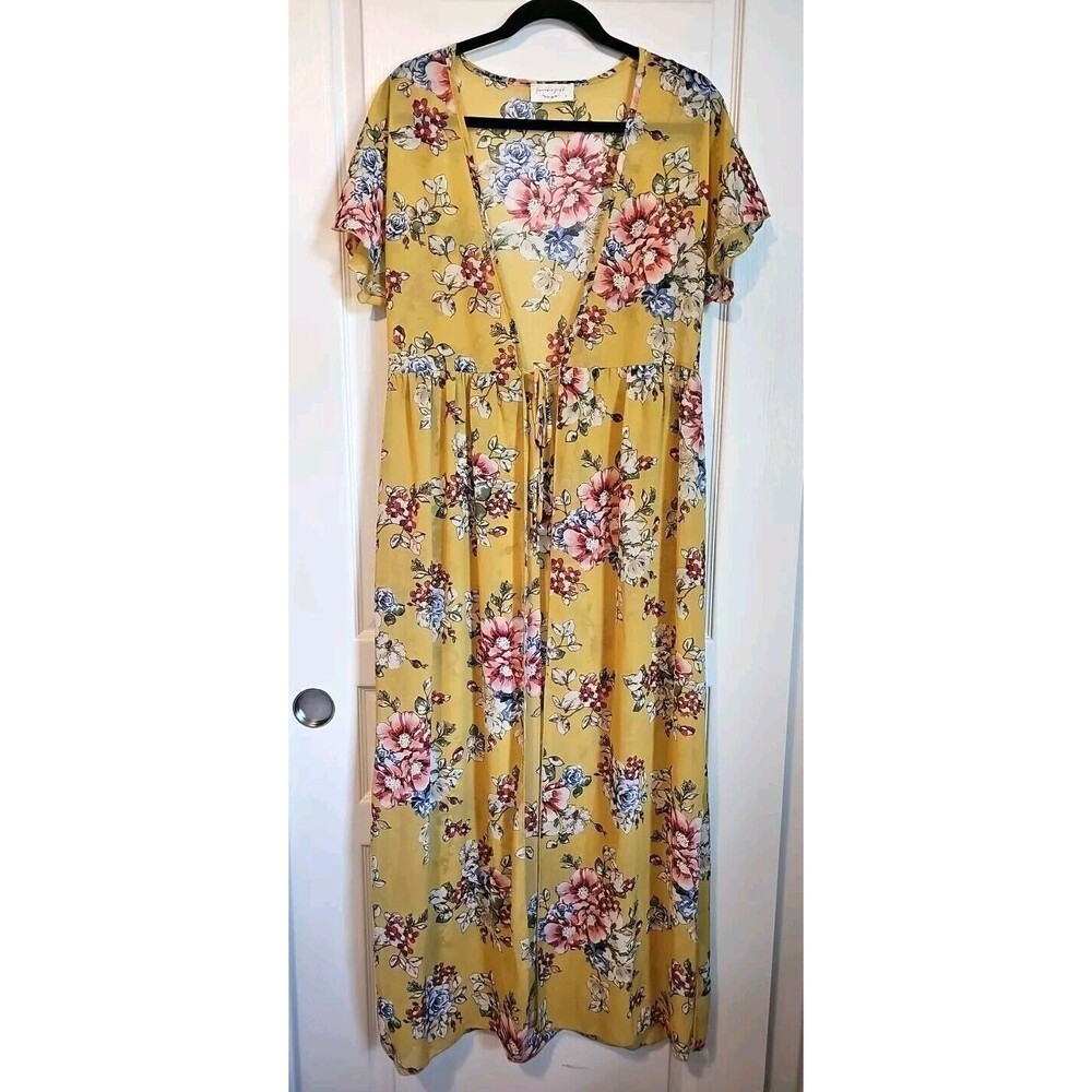Lavender Field Sheer Floral Tie Front Duster Small Festival Beach Cottagecore